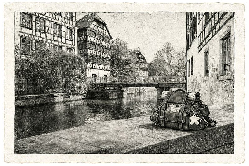 animation jeux de soci&eacute;t&eacute; Strasbourg sac nomade des jeux illustration jdr canal alsace noir et blanc