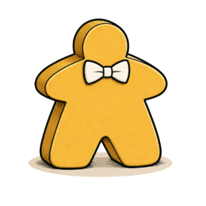 Illustration d'un meeple jaune portant un n&oelig;ud papillon, repr&eacute;sentant les animations ludiques organis&eacute;es par JUXT.