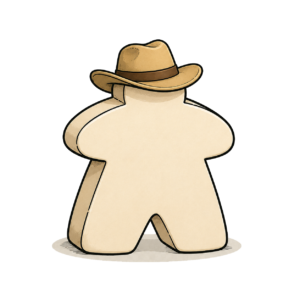 Illustration d'un meeple blanc cass&eacute; portant un chapeau de voyage, repr&eacute;sentant les particuliers accompagn&eacute;s par JUXT.